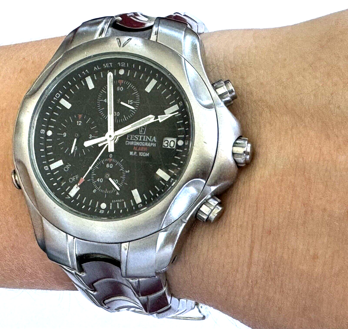 Alarm Wristwatch Festina Chronograph Alarm New Old Stock Festina