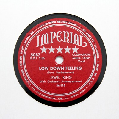 JEWEL KING ''Low Down Feeling / I Love A Fellow'' (E+) 1950 IMPERIAL 5087 [78 RPM]