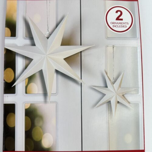 Holiday Time Paper Star Jumbo Ornaments Decoration 2 White Large & Small Size - Picture 2 of 4
