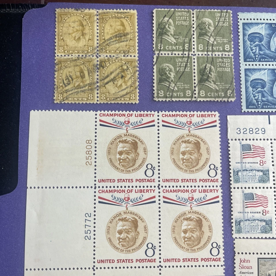US 8 Cent 1932-1972, 11  Blocks Of 4 Stamps, See Photos - Image 2 of 4