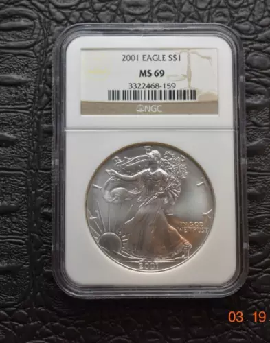 MS69 2001 American Silver Eagle NGC coin- FREE SHIPPING