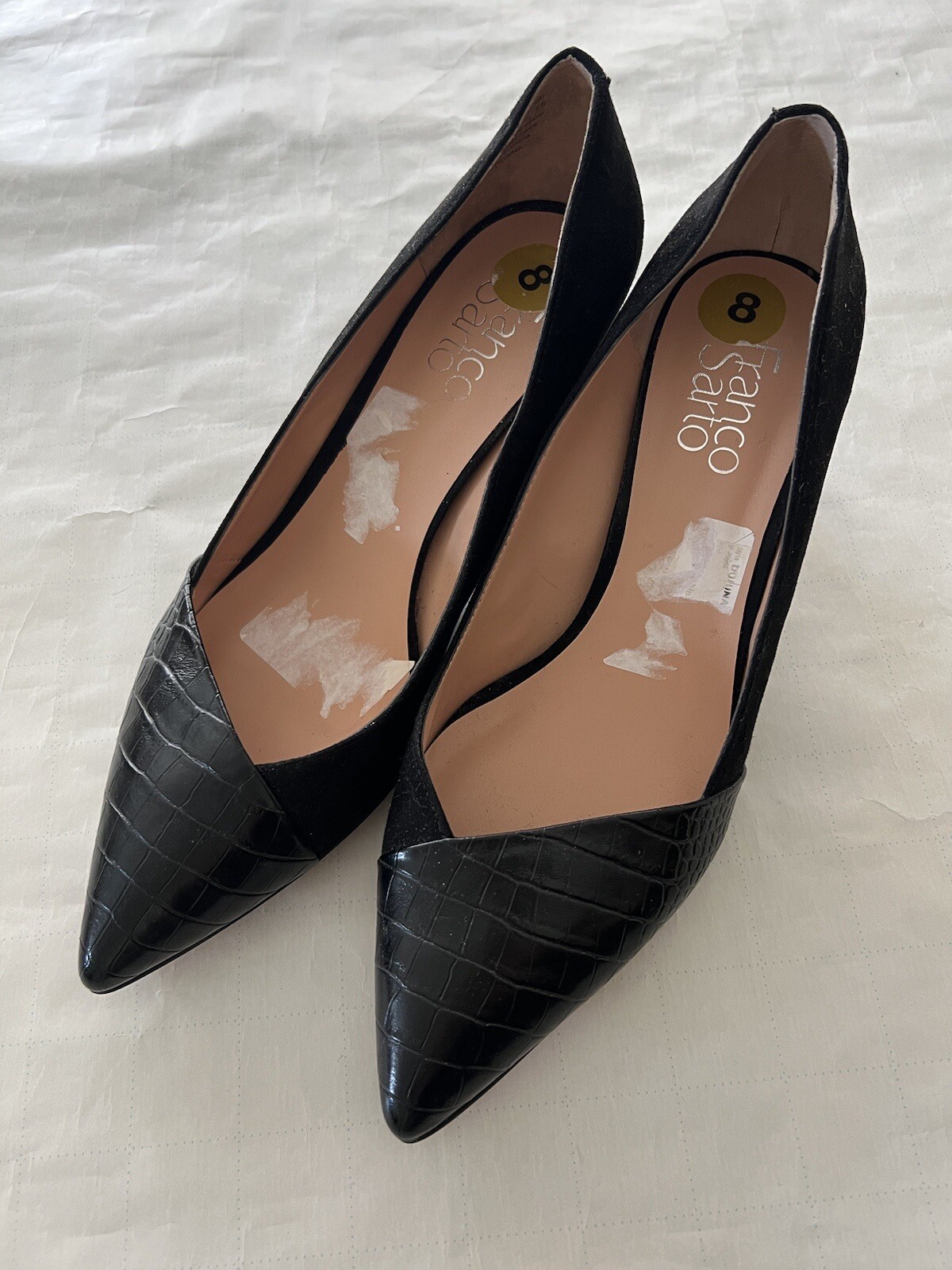 Franco Sarto Black Pointed Toe Low Heels Sz