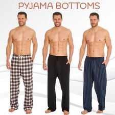 Mens Woven Lounge Bed Pants Pyjama Bottoms Checked Trousers PJ Cotton Drawstring