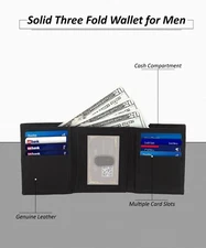 Leatherboss Genuine Leather Men's RFID Blocking Passcase Trifold Wallet
