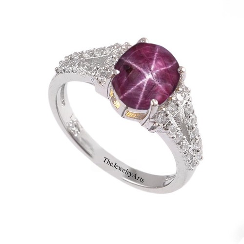 Genuine Ruby Star, Oval Star Ruby, Solid Silver Ring, Ruby Ring, Handmade Ring - Picture 3 of 4