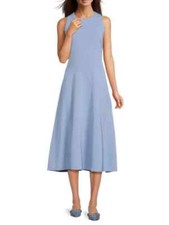 NWT Calvin Klein Elegant SERENE Light Blue Midi Crepe Fit & Flare Dress size 2