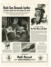 1941 POLL-PARROT Shoes for children Uncle Sam Vintage Print Ad STAR BRAND