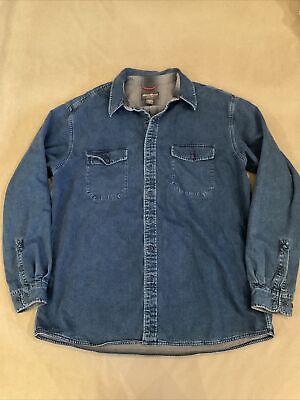 Eddie Bauer Flannel Lined Denim Shirt Tall Xl Vintage Eddie Bauer Flannel Lined Denim Shirt Tall Xl Vintage