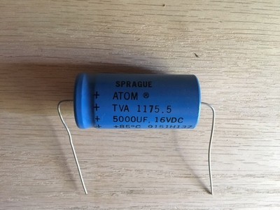 TVA 1175.5 10 SPRAGUE 16VDC 5000 UF ATOM CAPACITOR 5000UF