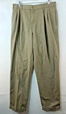Geoffrey Beene  Brown Pleated Cuffed Casual Pants Mens 32 x 31