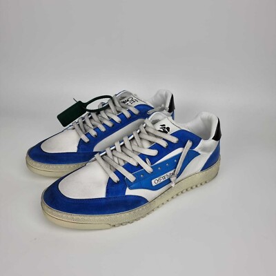 OFF-WHITE 5.0 Men's White And Blue Low Top Sneakers New Size 41 US