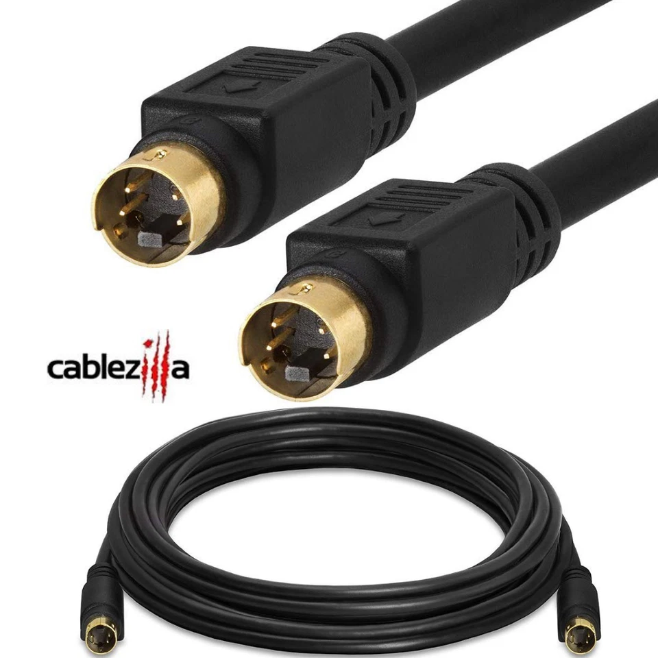 CABLE-ZILLA S-Video Cable Male To Male 4 Pin Gold Plated Svhs SVIDEO Wire 6 12 25 50 FT Lot