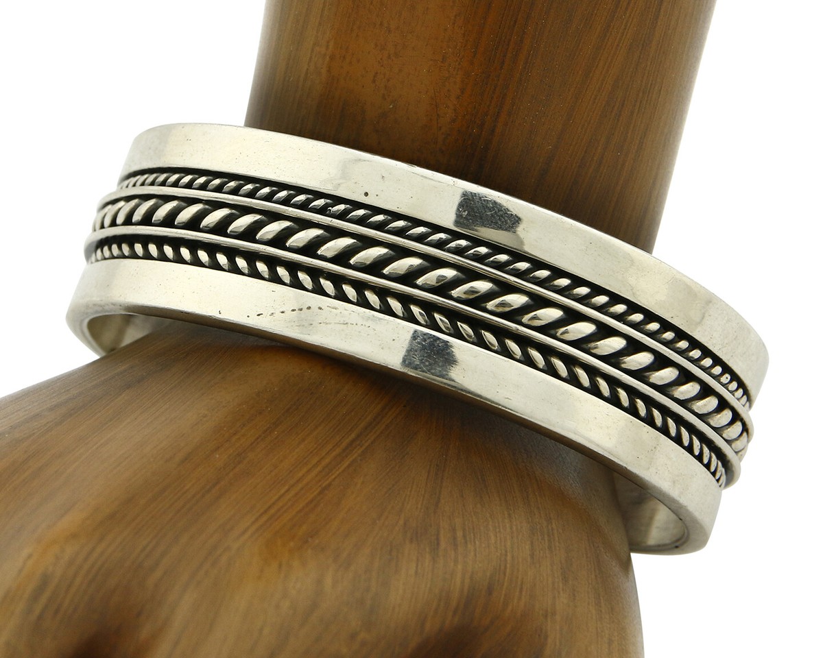 Navajo Bracelet .925 Silver SOLID Handmade Signed Artist Tom