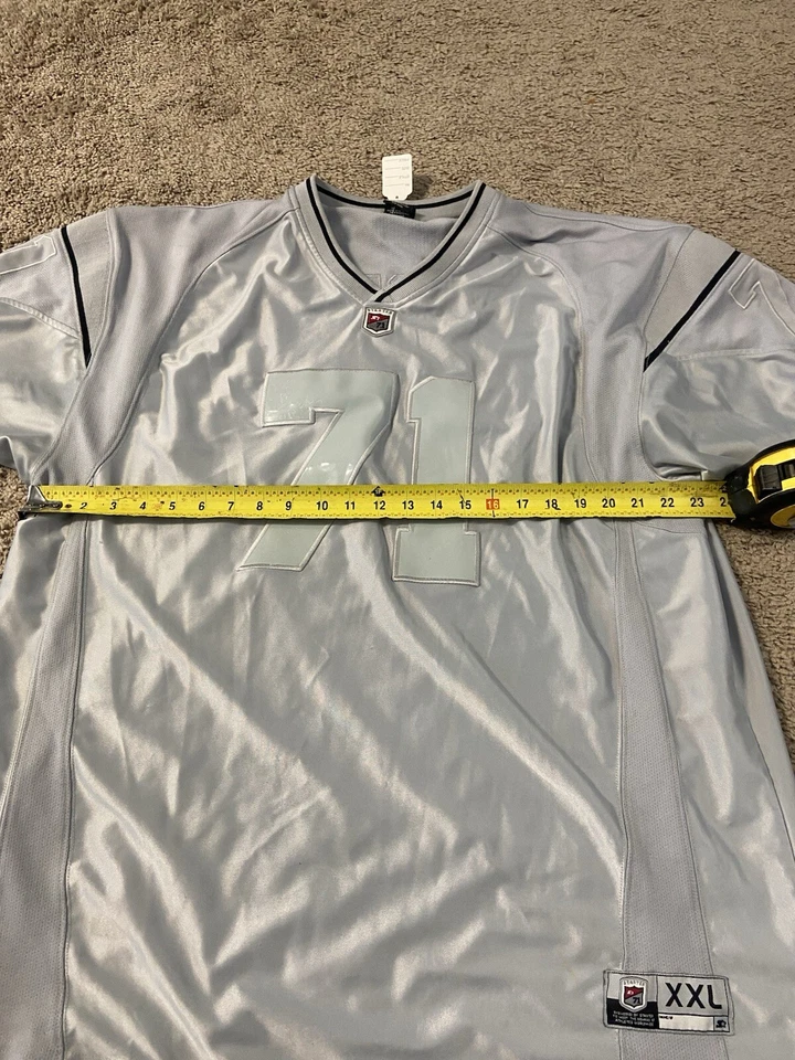 Camiseta de fútbol americano vintage de los 90 para hombre talla XL NFL blanca cosida #71 Y2K Spellout Foto 3 de 4