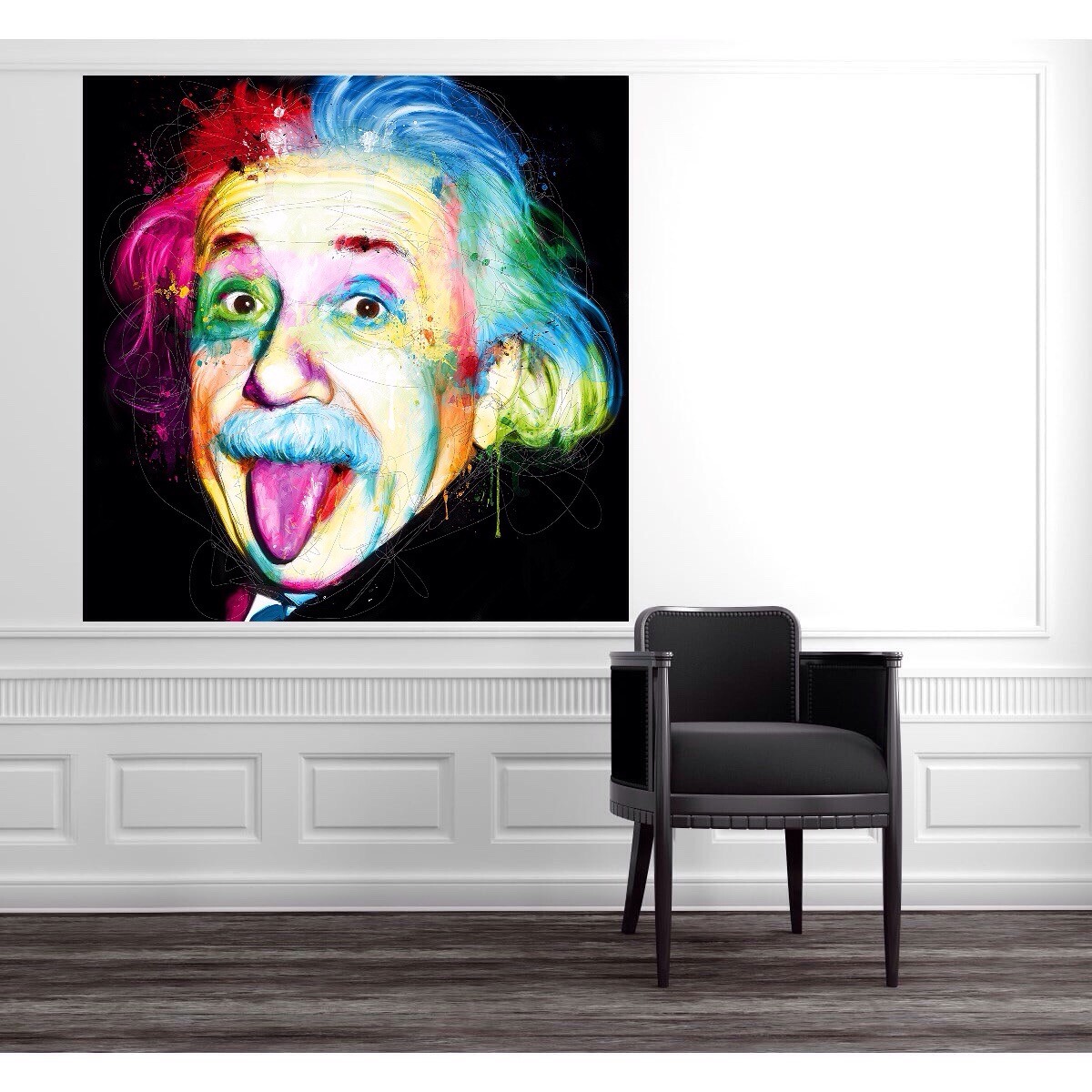 Albert einstein spray paint on cardboard recycling graffiti pop art