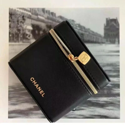 NewChanel Pouch Lip Case: Limited mirror pouch, Black, Japan Novelty, 9×9×2.5cm
