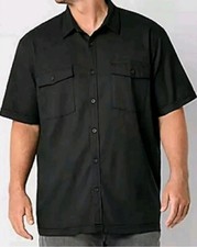NEW Shaquille O'Neal XLG Button Down Short Sleeve Shirt. Black. Men XLT Big Tall