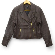 Baukjen Women's 100% Leather Jacket Burnt Sienna Brown Zip Size Uk 12 Designer