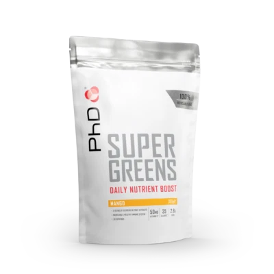 PhD Nutrition Super Greens | Superfood High Fibre Powder Blend | Mango 300g