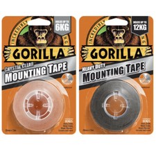 Image of Gorilla Glue Heavy Duty Mounting Tape Double Sided Weatherproof Clear - Black