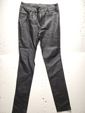 Fashion Nova Pants Women Medium Slim Fit Black Straight Faux Leather Stretch