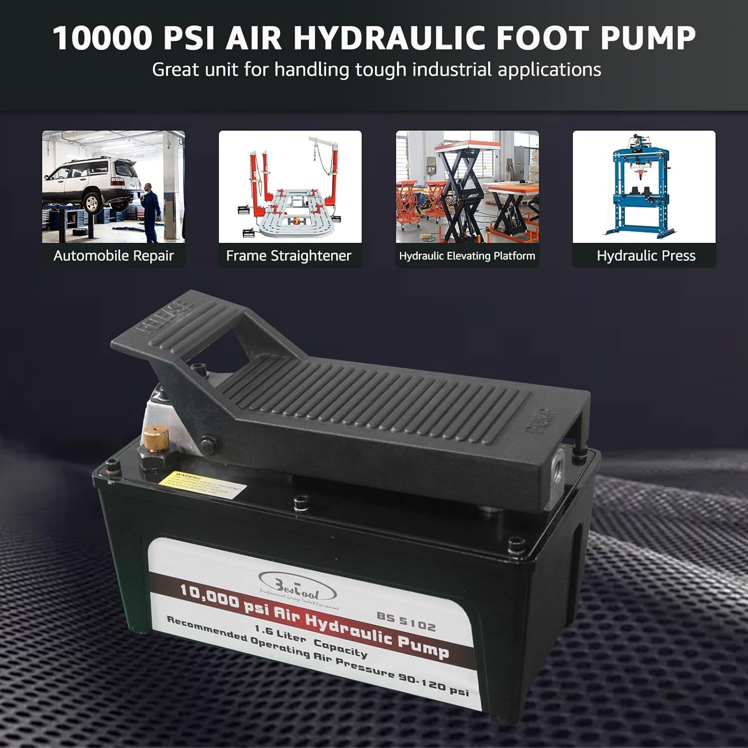 Air Hydraulic Pump 10,000 PSI Aluminum Foot Operated Heavy Machinery Auto Repair