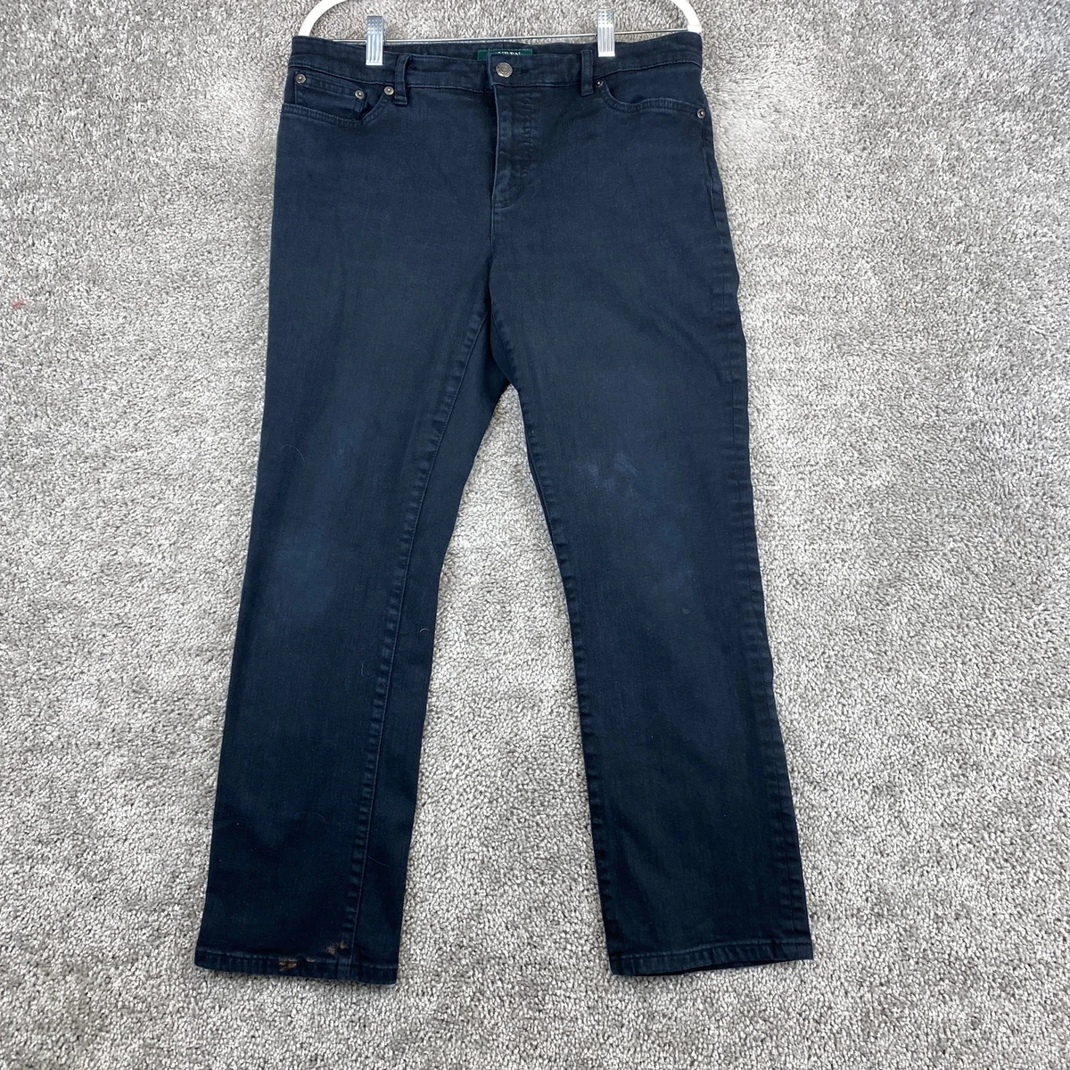 Lauren Ralph Lauren Modern Straight Curvy Jeans Women s Petite 12 Black Mid Rise
