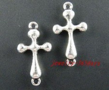 40pcs Tibetan Silver Smooth Cross Connectors 23x12mm 9072