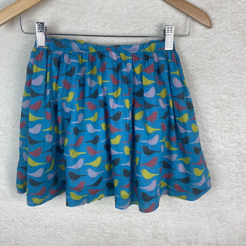 迷你紧身花卉蓝色鸽子鸟印花口袋裙衬里女孩尺寸 7-8 — 第 2/4 张图片