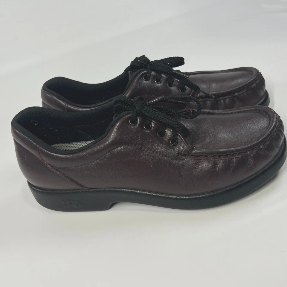 Zapatos cómodos para caminar SAS Free Time para mujer 8 S cuero borgoña sin usar, punta sin usar, hechos en EE. UU. Foto 4 de 4