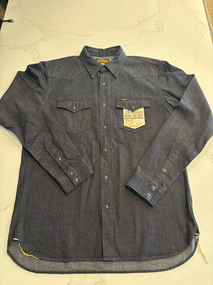 Camisa occidental IRON HEART IHSH-350 10 oz ribete denim índigo para hombre XXXL (US XL) Foto 2 de 4