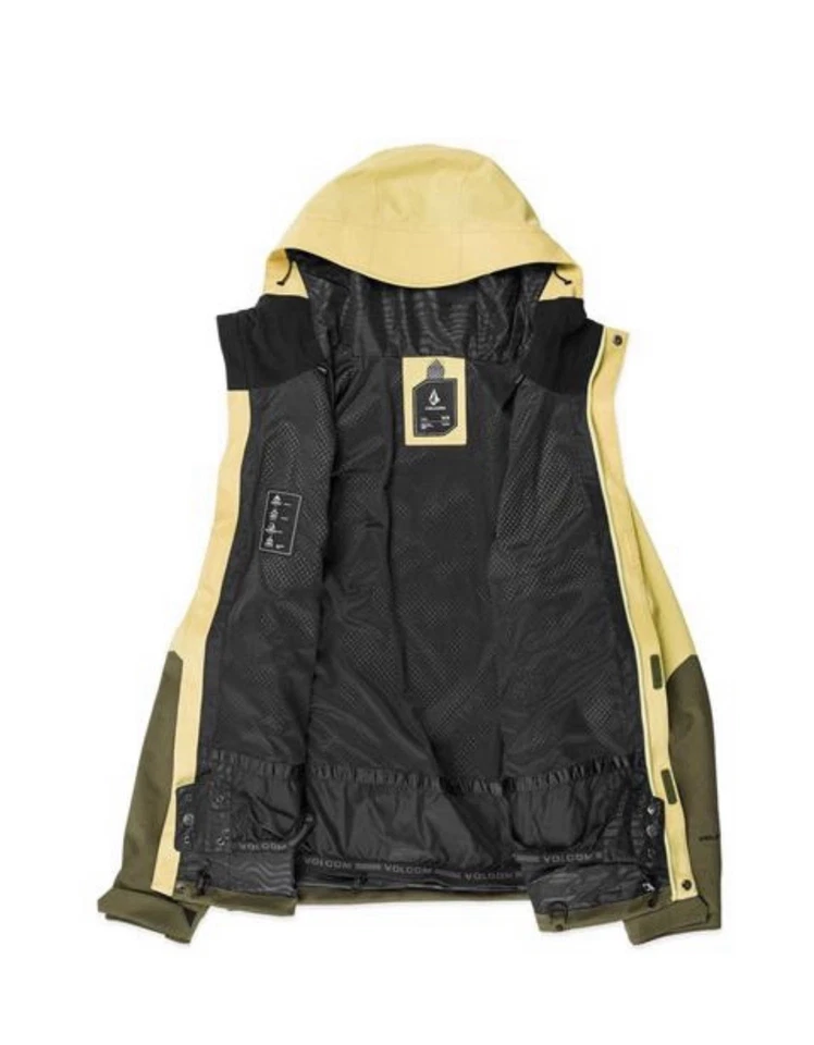 Volcom Brighton Full Zip Snowboard Jacket Men's Size XL Ivy Green Yellow 15K WP - Image 3 of 4