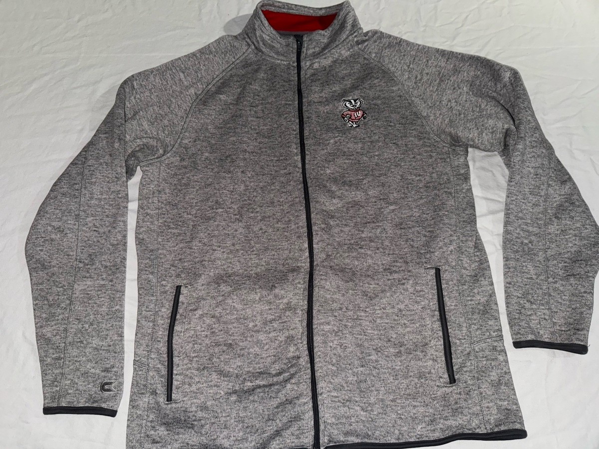 Colosseum Wisconsin Badgers Player Issue Full Zip Jacket Gray Mens