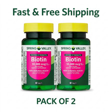 Spring Valley Extra Strength Biotin plus Keratin Tablets, 10000 Mcg, 60ct. pak 2