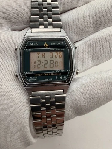 Vintage Seiko Alba W309-4220 Lithium 7 JDM Digital Watch; Black Dial, Alarm