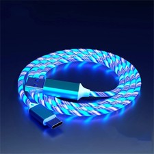 LED Light Up Type-C Fast Charging Flowing Glowing USB Phone Charger Cable Cord