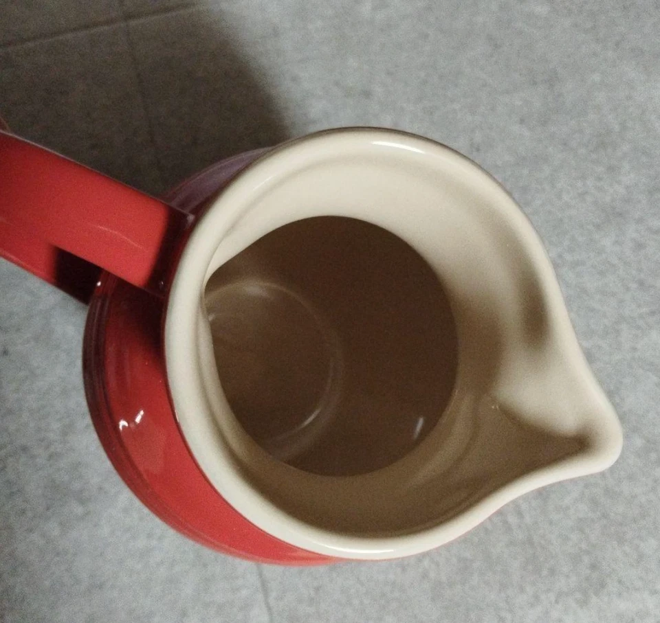 Le Creuset azucarero y crema leche jag tarro jarra ROJO con cuchara gres Foto 4 de 4