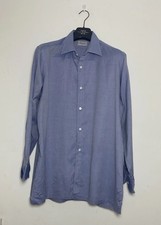 CHARVET 28. PLACE VEND ME men  s Pure Cotton Bespoke Shirt In Blue M.in.France
