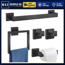 Bathroom Hardware Set 5-Piece Wall Mount Black Stainless Steel