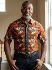 Men  s Short Sleeve Button-Up Casual African Shirts Chest 46 inch XL