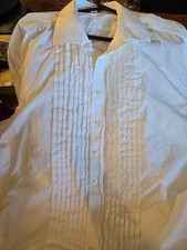 John W Nordstrom Tuxedo Shirt Mens 18.5/34 White French Cuff Long Sleeve Cotton