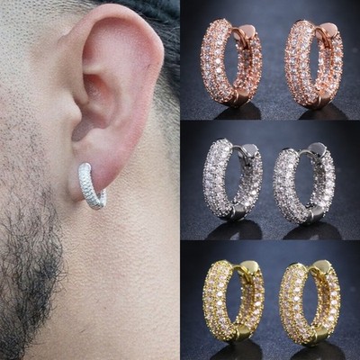 Men's Hoop Earrings Fashion Zirconia Nightclub Party Earrings Exquisite Jewelry