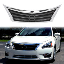 Front Upper Bumper Grille Black W Chrome Trim For 2013-2015 Nissan Altima Sedan