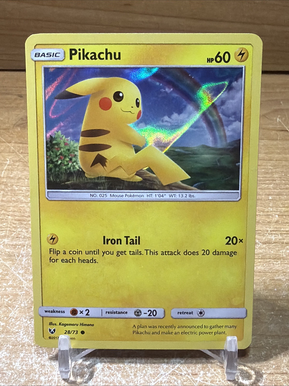 Pikachu HOLO RARE 28/73 Shining Legends Promo Pokemon Card TCG NM 2017