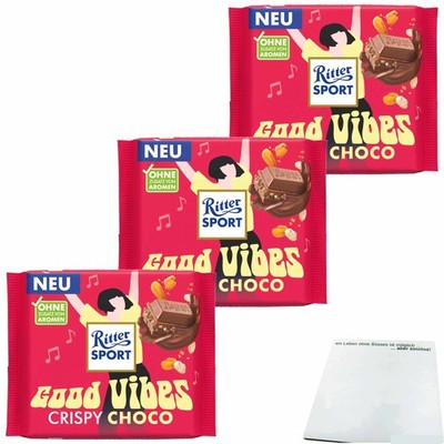 Ritter Sport Good Vibes Crispy Choco 3er Pack 3x100g Tafel usy Block