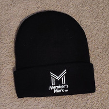 Members Mark Black Solid Beanie Hat Mens One ...