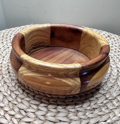 Handcrafted Wood Inlay Decorative Bowl 7 Inch