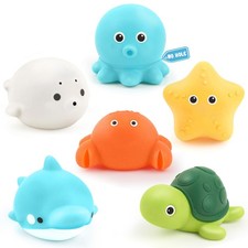 Bath Toys 6 Pack 1.5 inches W x 2 L x H , Multicolored