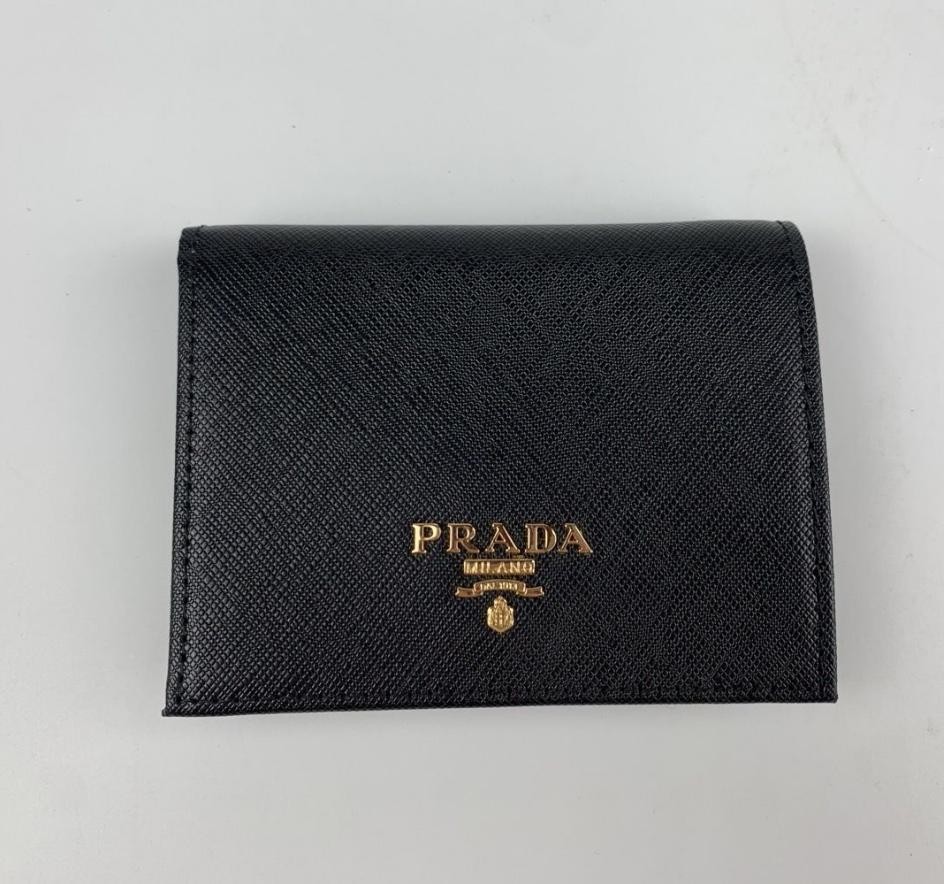 PRADA Saffiano Leather Folded Wallet Black