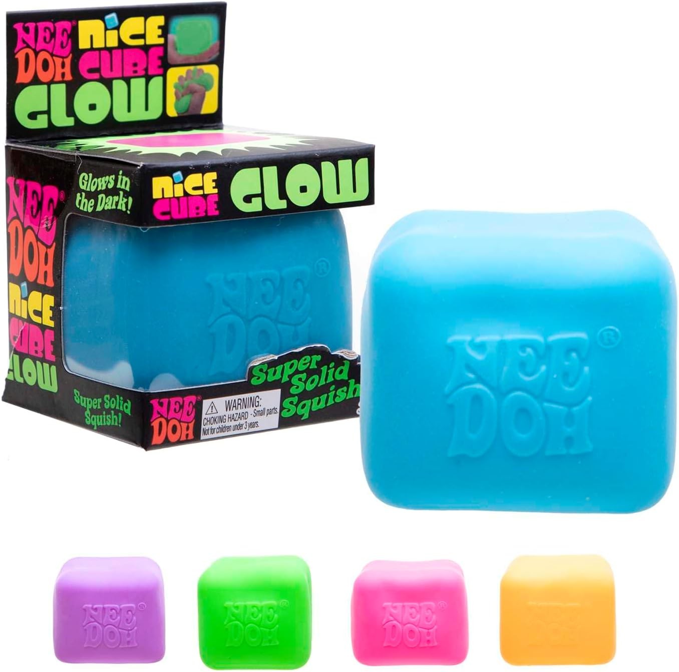 Schylling NeeDoh Nice Cube Glow - Sensory Toy with a Super Solid Squish -... 
